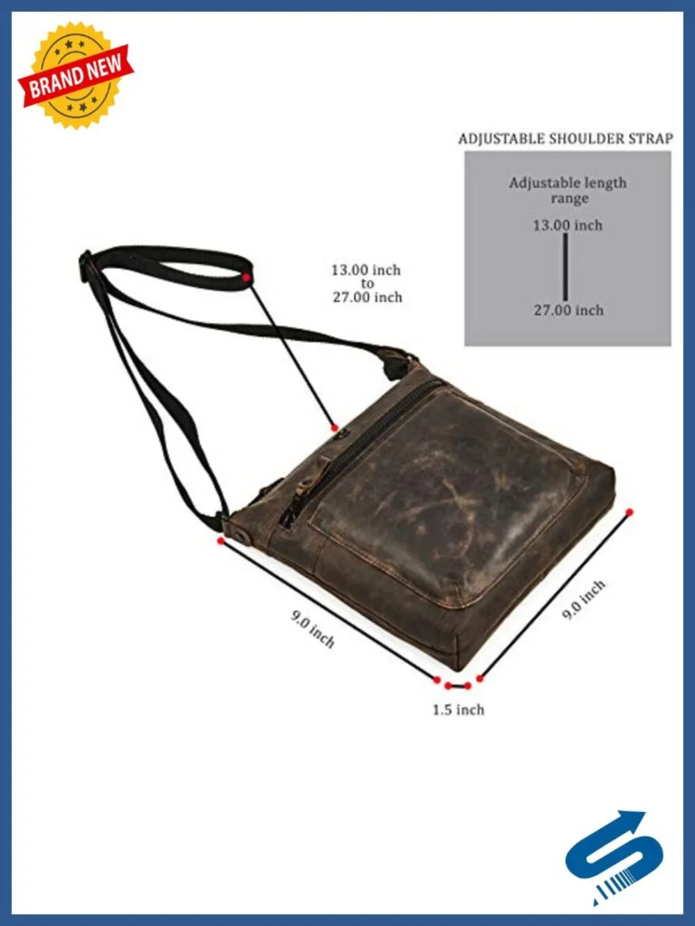 Genuine Leather Small Crossbody Bag with Adjustable Strap